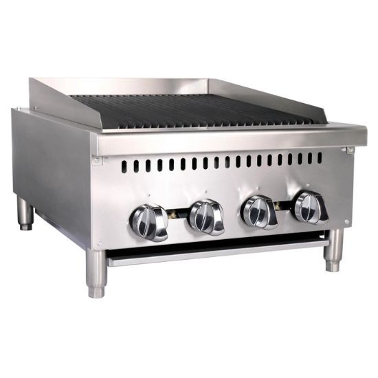 Picture of Black Diamond 24" Heavy Duty Gas Countertop Charbroiler, 4 Burners, in Stainless Steel