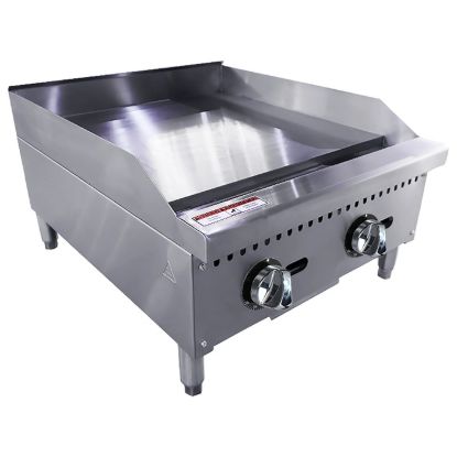 Picture of Black Diamond 24" Heavy Duty Thermostatic Gas Griddle, 2 Burners, in Stainless Steel