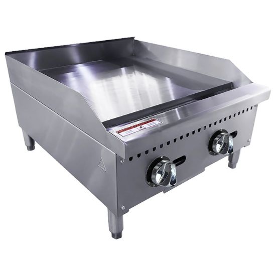 Picture of Black Diamond 24" Heavy Duty Thermostatic Gas Griddle, 2 Burners, in Stainless Steel