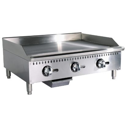 Picture of Black Diamond 36" Heavy Duty Thermostatic Gas Griddle, 3 Burners, in Stainless Steel