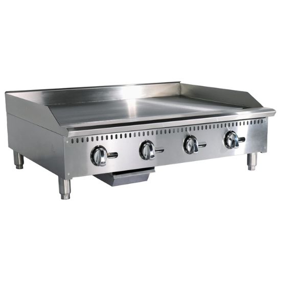 Picture of Black Diamond 48" Heavy Duty Thermostatic Gas Griddle, 4 Burners, in Stainless Steel