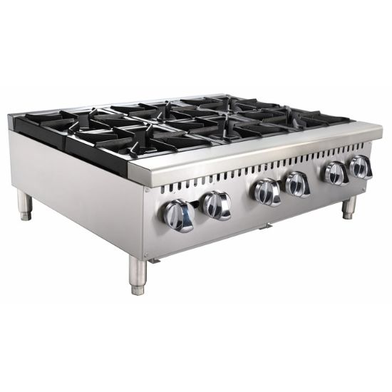 Picture of Black Diamond 36" Gas Hot Plate, 6 Burners, in Stainless Steel