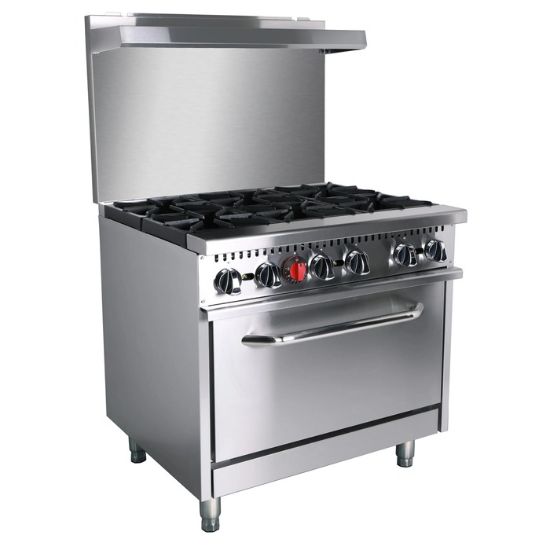 Picture of Black Diamond 36" Gas Range with Oven, 6 Burners, in Stainless Steel
