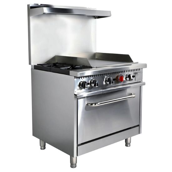 Picture of Black Diamond Gas Range with Griddle Combo, 36"W, in Stainless Steel