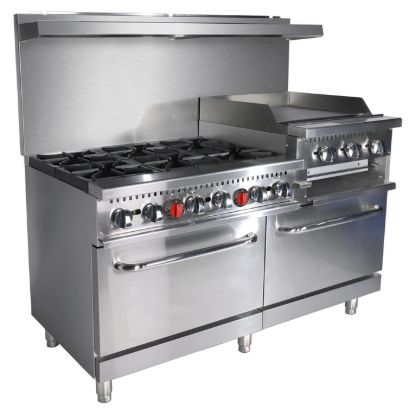 Picture of Black Diamond Gas Range with Raised Griddle-Broiler Combo, 60"W, in Stainless Steel