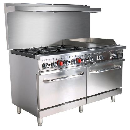 Picture of Black Diamond Gas Range with Griddle Combo, 60"W, in Stainless Steel