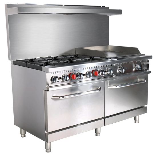 Picture of Black Diamond Gas Range with Griddle Combo, 60"W, in Stainless Steel