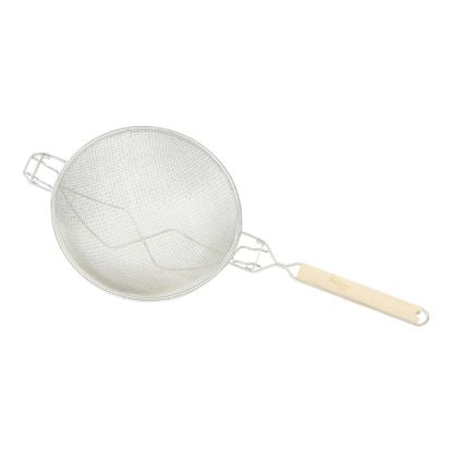 Picture of Premium Tinned Double-Mesh Steel Strainer with Reinforced Base, in Silver