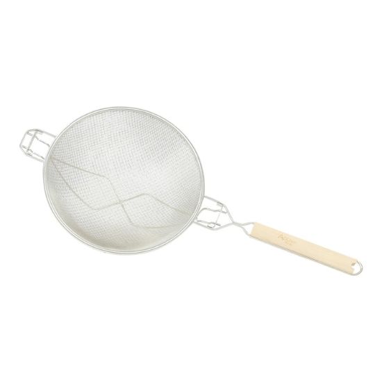 Picture of Premium Tinned Double-Mesh Steel Strainer with Reinforced Base, in Silver