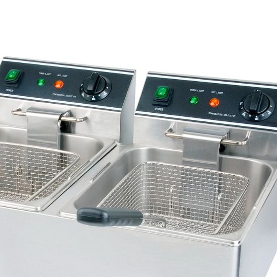 Picture of Adcraft Double Tank Deep Fryer, in Stainless Steel (DF-6L/2)