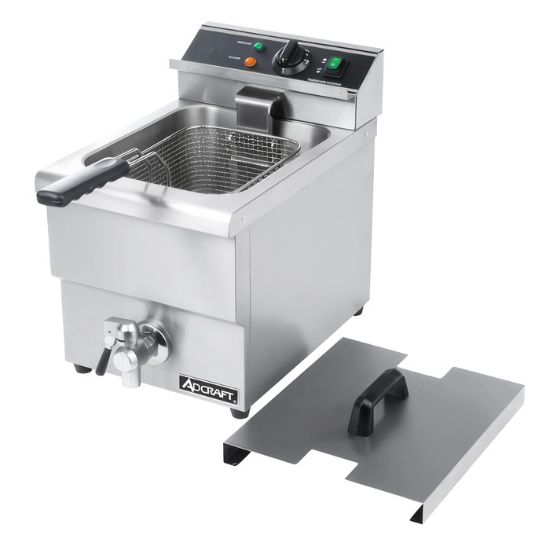 Picture of Adcraft Single Tank Deep Fryer with Faucet, 12L, in Stainless Steel (DF-12L)