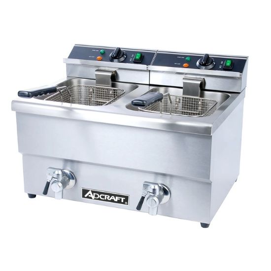 Picture of Adcraft Double Tank Deep Fryer with Faucet, 12L, in Stainless Steel (DF-12L/2)