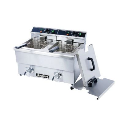 Picture of Adcraft Double Tank Deep Fryer with Faucet, 12L, in Stainless Steel (DF-12L/2)