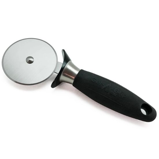 Picture of Adcraft Get-A-Grip Pizza Cutter with Santoprene Handle, in Stainless Steel/Black (GRP-3PC)