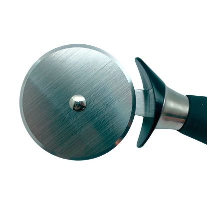 Picture of Adcraft Get-A-Grip Pizza Cutter with Santoprene Handle, in Stainless Steel/Black (GRP-3PC)