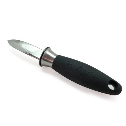 Picture of Adcraft Get-A-Grip Oyster Knife with Santoprene Handle, in Stainless Steel/Black