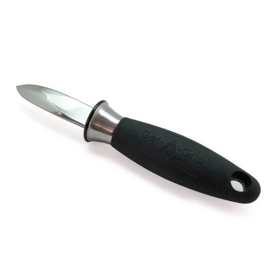 Picture of Adcraft Get-A-Grip Oyster Knife with Santoprene Handle, in Stainless Steel/Black