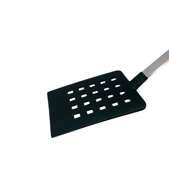 Picture of Adcraft Get-A-Grip Slotted Turner with Santoprene Handle, in Stainless Steel/Black