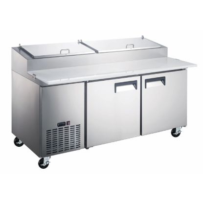 Picture of Grista Refrigerated Pizza Prep Table, Two Solid Doors, 19.3 cu ft Capacity, in Stainless Steel