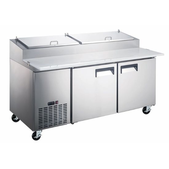 Picture of Grista Refrigerated Pizza Prep Table, Two Solid Doors, 19.3 cu ft Capacity, in Stainless Steel