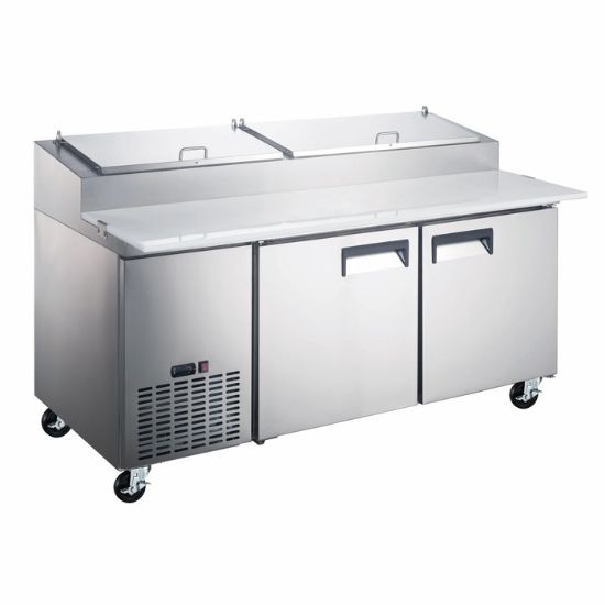 Picture of Grista Refrigerated Pizza Prep Table, Two Solid Doors, 18 cu ft Capacity, in Stainless Steel