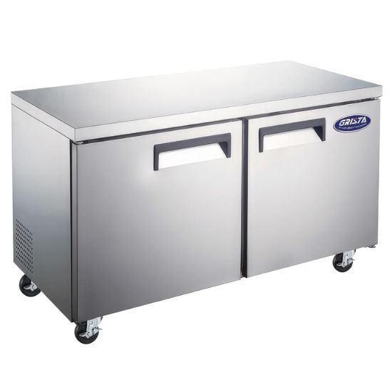 Picture of Grista Undercounter Freezer, Double Solid Doors, 15.7 cu ft Capacity, in Stainless Steel