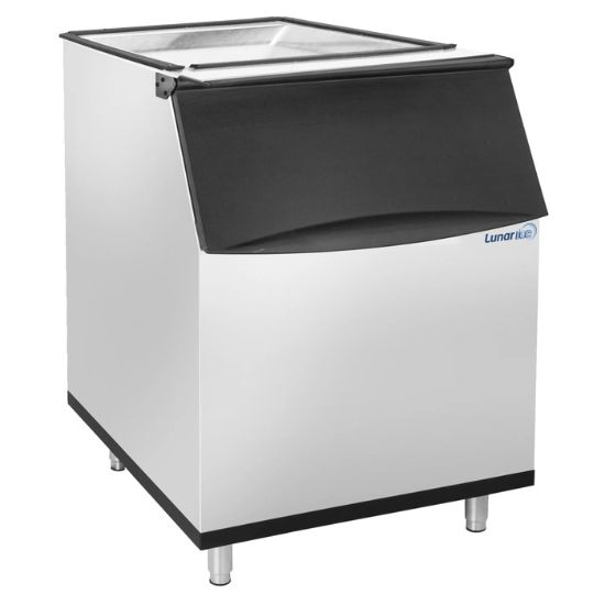 Picture of Lunar Ice Storage Bin, 22"W, 470 lb Storage Capacity, in Stainless Steel with Black Trim