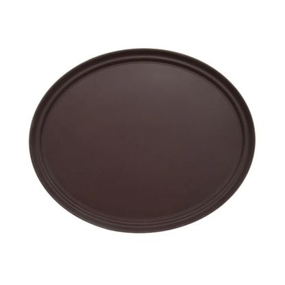 Picture of Adcraft Fiberglass Non-Skid Serving Tray 29" Oval Brown