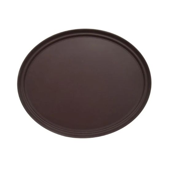 Picture of Adcraft Fiberglass Non-Skid Serving Tray 29" Oval Brown