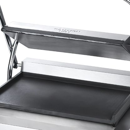 Picture of Adcraft Panini Grill with Flat Plates, 12"D x 17"W x 7.75"H, in Stainless Steel (SG-811E/F)