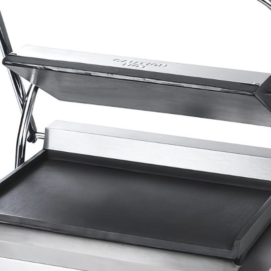 Picture of Adcraft Panini Grill with Flat Plates, 12"D x 17"W x 7.75"H, in Stainless Steel (SG-811E/F)