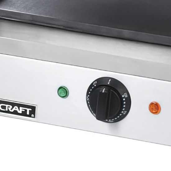 Picture of Adcraft Panini Grill with Flat Plates, 12"D x 17"W x 7.75"H, in Stainless Steel (SG-811E/F)