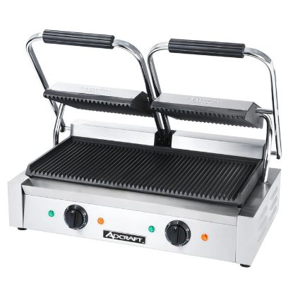 Picture of Adcraft Double Sandwich Grill, 12"D x 21"W x 7.75"H, in Silver (SG-813)