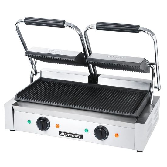 Picture of Adcraft Double Sandwich Grill, 12"D x 21"W x 7.75"H, in Silver (SG-813)