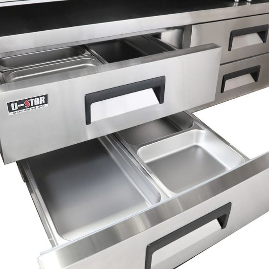 Picture of U-Star Chef Base Refrigerator, Two Solid Doors, 10.6 cu ft Capacity, in Stainless Steel