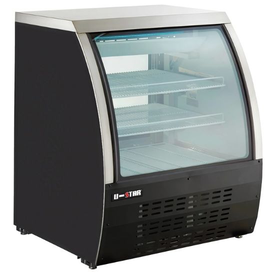 Picture of U-Star Curved Glass Refrigerated Deli Case, 36"W, 11.6 cu ft Storage Capacity, in Black