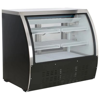 Picture of U-Star Curved Glass Refrigerated Deli Case, 48"W, 15.5 cu ft Storage Capacity, in Black