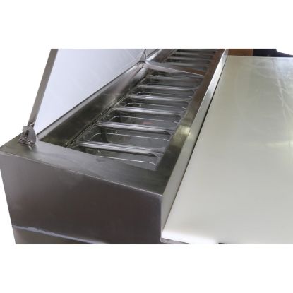 Picture of U-Star Refrigerated Pizza Prep Table, Three Solid Doors, 26.6 cu ft Capacity, in Stainless Steel