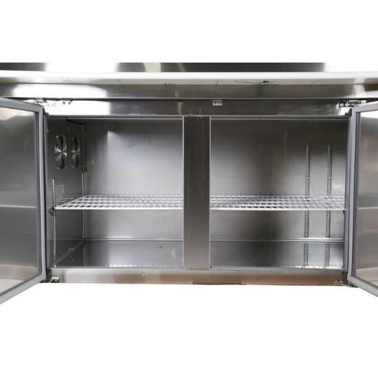 Picture of U-Star Refrigerated Pizza Prep Table, Three Solid Doors, 26.6 cu ft Capacity, in Stainless Steel