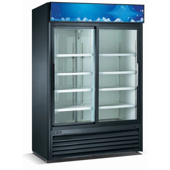 Picture of U-Star Merchandiser Refrigerator, Double Sliding Glass Doors, 39.9 cu ft Capacity, in Black