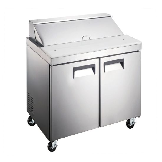 Picture of U-Star Refrigerated Salad/Sandwich Prep Table, Two Solid Doors, in Stainless Steel (USSL-2D)