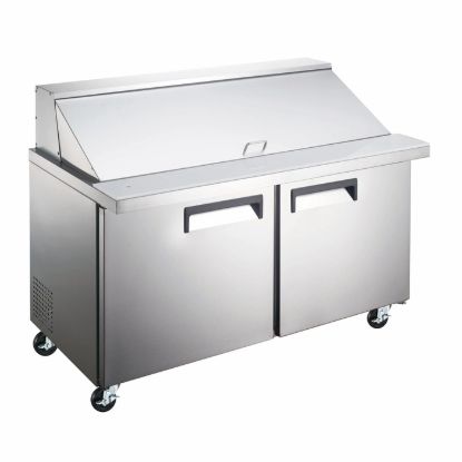 Picture of U-Star Refrigerated Mega Top Salad/Sandwich Prep Table, Two Solid Doors, in Stainless Steel (USSLM-2D)