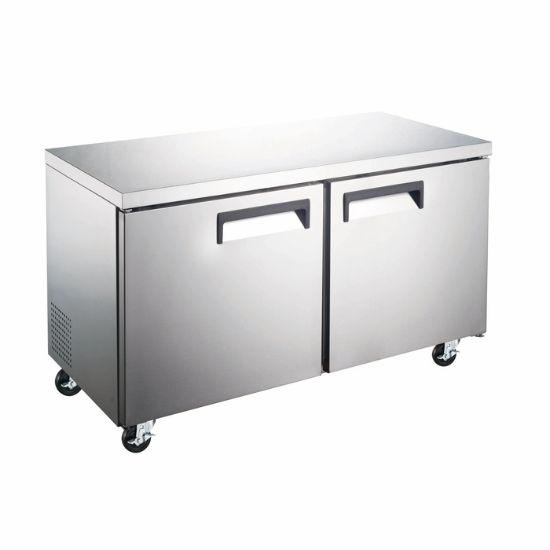 Picture of U-Star Undercounter Refrigerator, Two Solid Doors, 11.9 cu ft Capacity, in Stainless Steel