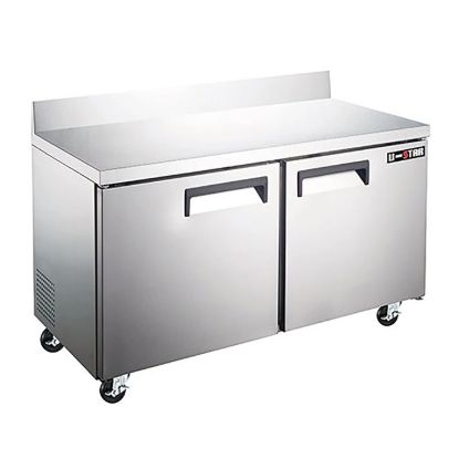 Picture of U-Star Worktop Freezer, Two Solid Doors, 11.9 cu ft Capacity, in Stainless Steel
