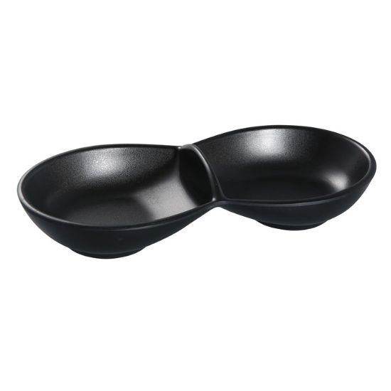 Picture of BP-4032 Black Pearl 8 1/2″ X 3 1/2″ Double Sauce Bowl 6 oz Each