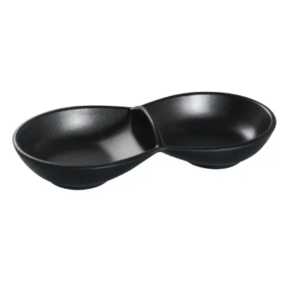 Picture of BP-4032 Black Pearl 8 1/2″ X 3 1/2″ Double Sauce Bowl 6 oz Each