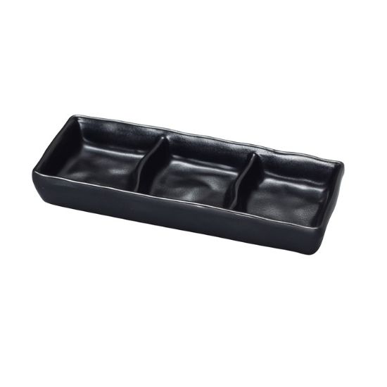 Picture of BP-4033 Black Pearl 7″ X 2 1/2″ Triple Sauce Dish 2 oz Each