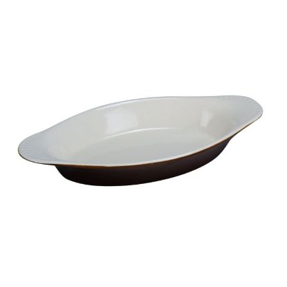 Picture of CO-12-B Accessories 10″X5 3/8″X1 3/8″ Welsh Rarebit Oval White/Brown 12 oz