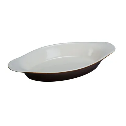 Picture of CO-12-B Accessories 10″X5 3/8″X1 3/8″ Welsh Rarebit Oval White/Brown 12 oz