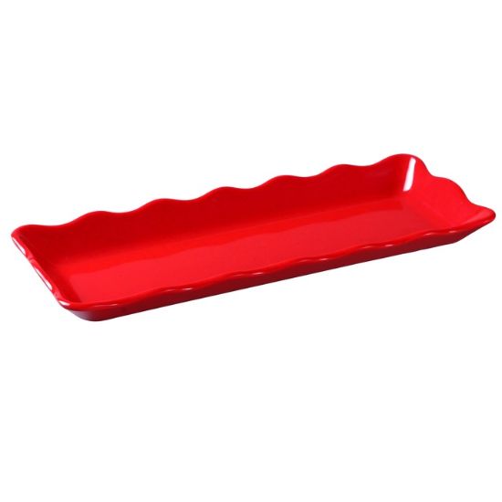 Picture of DC-6013R Deli 13 1/2″ X 5 1/4″ X 1″ Scallop Edged Display Tray Red